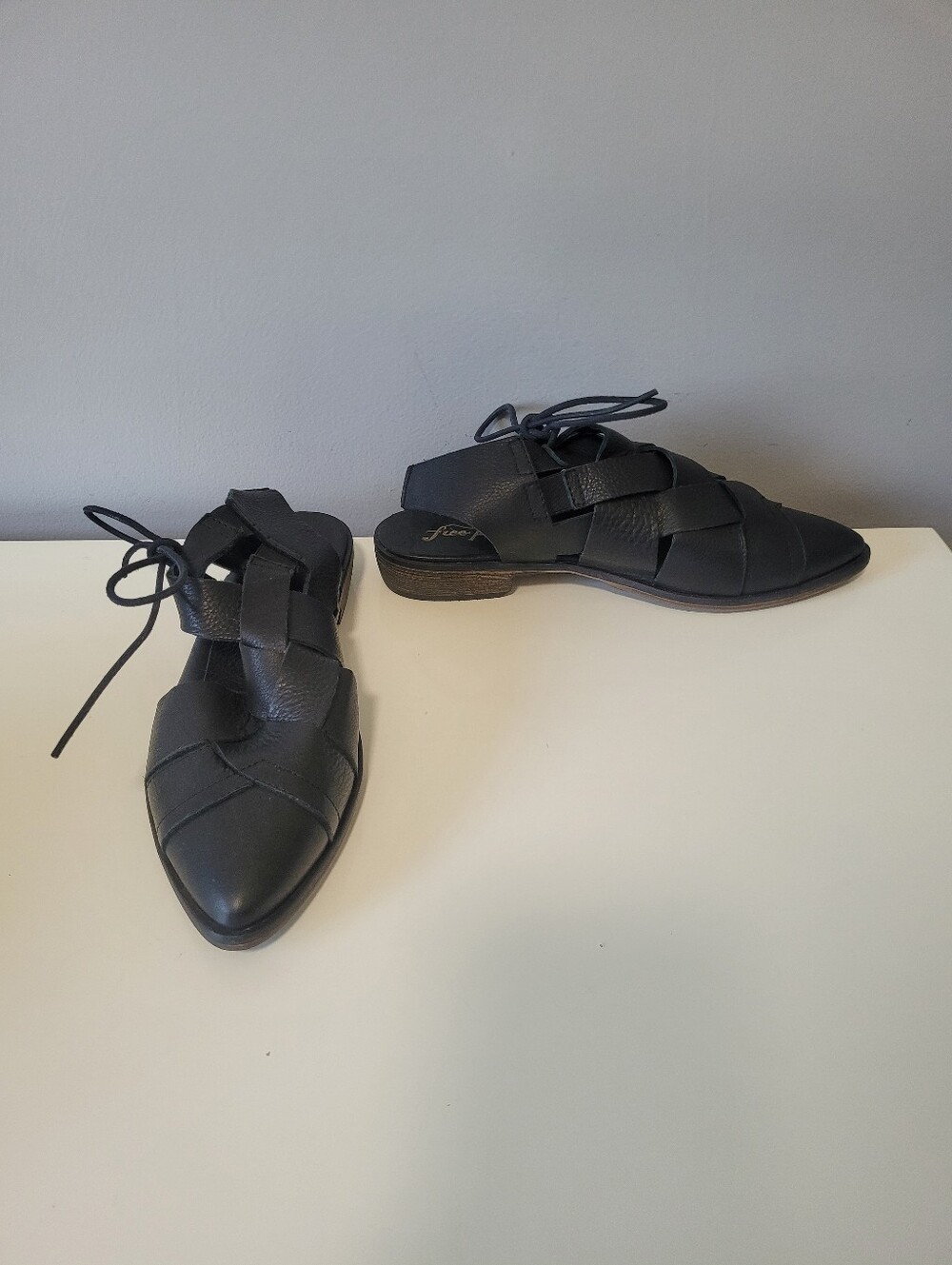 Free People Destino Woven Leather Lace Up Flats, VGUC, Size 39